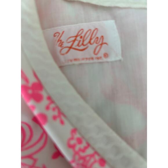 Lilly Pulitzer The Lilly Vintage 1960's Pink & White Floral V Neck Dress XS/S - Picture 3 of 9